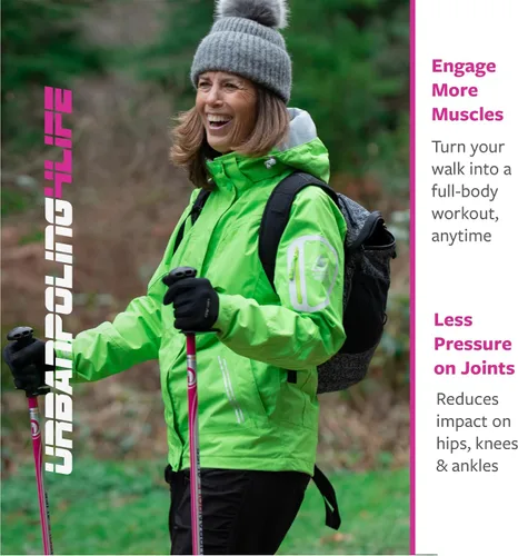 Miniatura 5 de Urban Poling 4LIFE - Bastones urbanos – 1 par – Edición fitness – CoreGrip ergonómico patentado para estabilidad – Ajustable, plegable, ligero