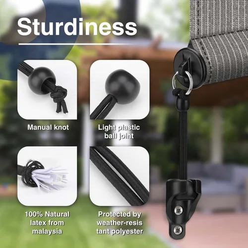 Miniatura 3 de Correas elásticas universales para sombra, piezas de repuesto, compatibles con persianas enrollables Coolaroo para exteriores, persianas para Negro