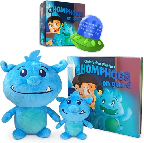 Mint Bucket Brands Chomphogs on Guard - Protectores de felpa para niños asustados de la oscuridad - Los niños finalmente duermen solos por la noche