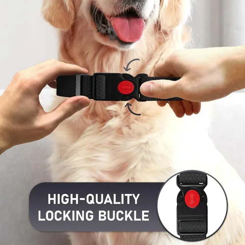 Miniatura 4 de Collar de perro ajustable con código QR identificación adjunta, fabricado en Estados Unidos, collar de perro resistente al agua con hebilla de Negro