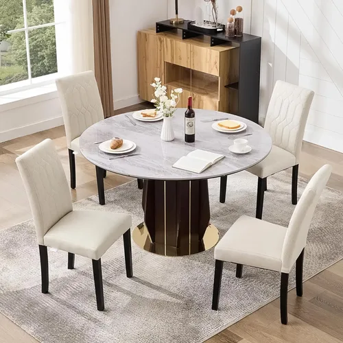 Miniatura 11 de VECELO Juego de 2 sillas de comedor tapizadas Parsons con asiento cómodo, patas de madera maciza con almohadillas de goma, para sala de estar
