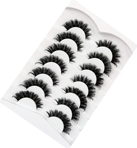 Miniatura 288 de Pooplunch - Pestañas postizas finas de visón sintético, estilo ojo de gato, naturales, cruzadas, tipo racimo, efecto 8D de volumen, tiras