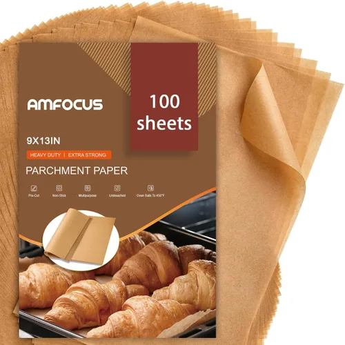 Miniatura 10 de Hojas de papel pergamino, 12 x 16 pulgadas, hojas de papel pergamino sin blanquear para hornear, precortadas, antiadherentes, para hornear, asar