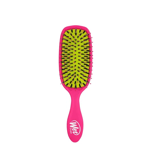 Wet Brush Cepillo de pelo potenciador de brillo, color rosa, exclusivo con cerdas IntelliFlex ultrasuaves, cerdas naturales de jabalí que dejan el