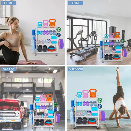 Miniatura 6 de Estante para mancuernas, estante de almacenamiento para esterilla de yoga, estante de peso para mancuernas, estante de almacenamiento de gimnasio