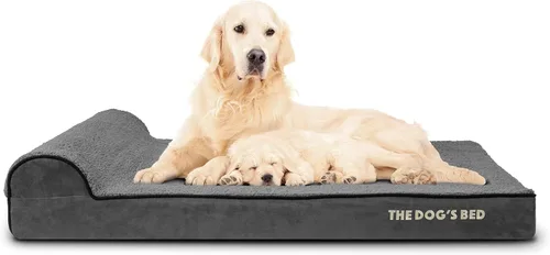 Miniatura 29 de The Dog's Bed - Cama Ortopédica para Perros con Reposacabezas XL Negra de Felpa, Espuma Viscoelástica, Alivio del Dolor para Artritis, Displasia