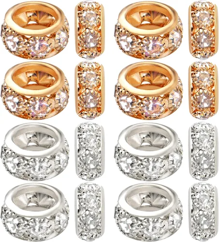 Miniatura 15 de BronaGrand 40 cuentas espaciadoras europeas de diamantes de imitación de 0.315 pulgadas (0.315 in), cuentas espaciadoras de cristal para bricolaje
