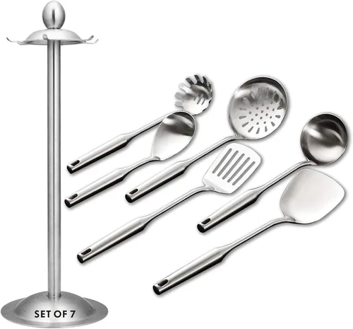 Miniatura 16 de Wok - Espátula de acero inoxidable, espátula ancha de metal con mango largo hueco, utensilios de wok, plata/14.7 pulgadas