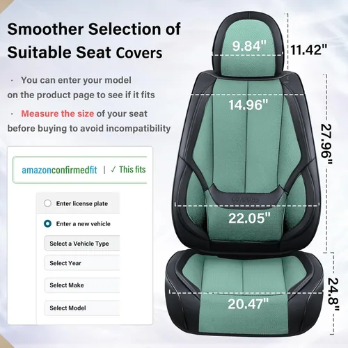Miniatura 5 de Coverado Funda protectora para asiento delantero y trasero, ajuste universal, piel y tela, color rojo