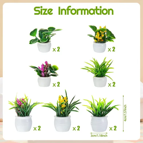 Miniatura 2 de Skylety 14 piezas de plantas y flores en miniatura, accesorios para casa de muñecas en miniatura, mini figura de planta de primavera, flor pequeña