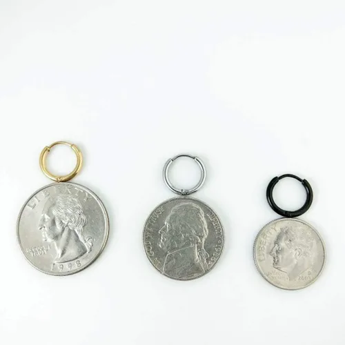 Miniatura 3 de Aretes de aro pequeños sleeper unisex chapados en oro real de 18K de acero quirúrgico, anillo para la nariz, anillo de septum, anillo de hélice