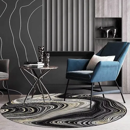 Miniatura 16 de Tapete redondo de mármol verde esmeralda, lavable, pequeño círculo, para dormitorio, sala de estar, alfombra moderna abstracta circular, 2 pies