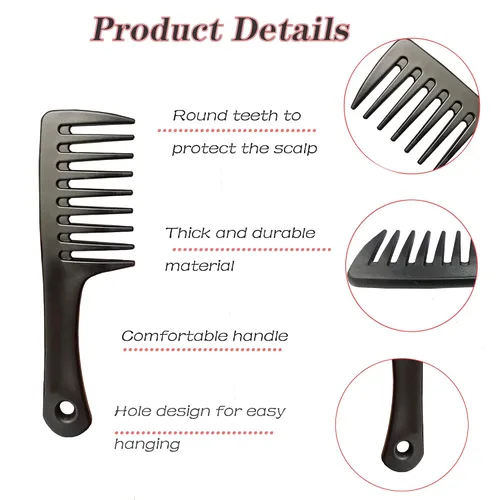 Miniatura 2 de Mini peines para el cabello, paquete de 2 peines pequeños y anchos para mujer, peine de ducha portátil para cabello rizado, largo, húmedo y seco