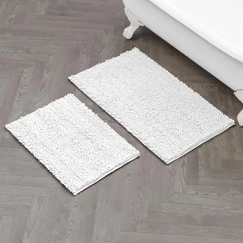 Miniatura 24 de Laura Ashley Tapete de baño de chenilla Astor 100% poliéster Decoración de baño premium Lavable a máquina Respaldo TPR Mide 17 x 24 Aqua
