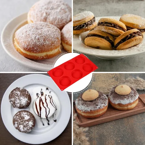 Miniatura 6 de CAKETIME Molde para Cupcake Superior, Moldes de Silicona para Huevos para Sándwiches de Desayuno Moldes de Silicona Redondos de 3 Pulgadas para Rojo