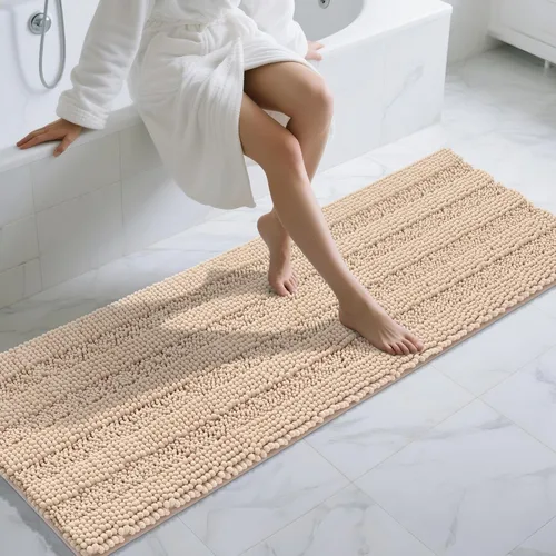 Miniatura 88 de Yimobra Alfombras lavables para baño, alfombra de baño de chenilla súper suave y absorbente para piso y alfombra, alfombra antideslizante de secado