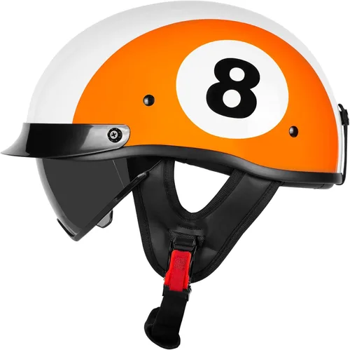 Medio casco de motocicleta con visera para adultos y jóvenes, cascos retro aprobados por DOT para hombres y mujeres, compatibles con ciclomotor,