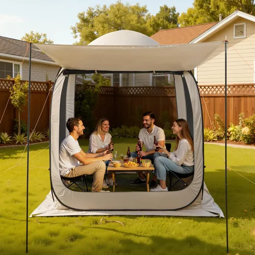 Miniatura 8 de VEVOR Tienda de campaña emergente con pantalla, 6 x 6 pies, carpa con pantalla de 6 lados para 4-6 personas con toldo extendido, toldo con pantalla