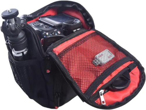 Miniatura 9 de FOSOTO DSLR SLR - Bolsa compacta para cámara compatible con Nikon D5100 D5300 D90 Canon T4 T5 600D 650D Panasonic Lumix FZ80 Sony Fujifilm