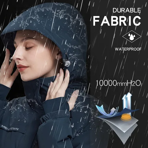 Miniatura 35 de CAMEL CROWN - Chamarra de esquí para mujer, impermeable, con capucha desmontable, rompevientos, forro polar, parka para lluvia