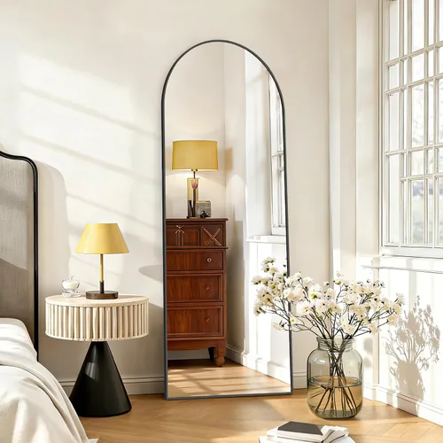 Miniatura 3 de Espejo de cuerpo completo de 56 x 15 pulgadas con soporte, vidrio inastillable, marco de aleación de aluminio, para montar en la pared o inclinarse