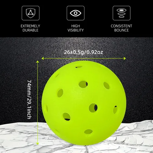 Miniatura 4 de Pickleball Balls Crack-Resistant 40 Holes Outdoor & Indoor Pickle Balls High Bounce, Perfectly Balanced Pickle Ball for Tournament Play (3pc)