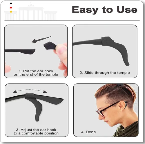 Miniatura 3 de MOLDERP Agarres para Orejas de Anteojos - 21 Pares Antideslizantes para Gafas, Cómodas Puntas de Patillas de Silicona Elástica, Retenedor de Manga