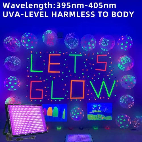 Miniatura 2 de Paquete de 2 luces negras de 300W con 336 LEDs, lámpara UV de luz negra para fiestas fluorescentes, 395nm, accesorio de luz negra IP65