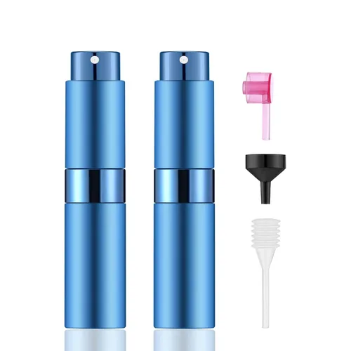 Miniatura 14 de 2 botellas de atomizador de perfume portátiles de 0.3 fl oz, botella de spray vacía recargable con 3 tipos de herramientas de recarga, botellas