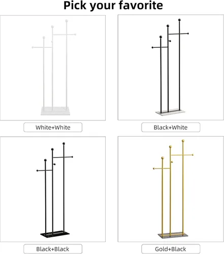 Miniatura 8 de JIAYUEJU Perchero de Metal Independiente con Base de Mármol Perchero de Ropa de Servicio Pesado Soporte de Árbol para Abrigos Perchero