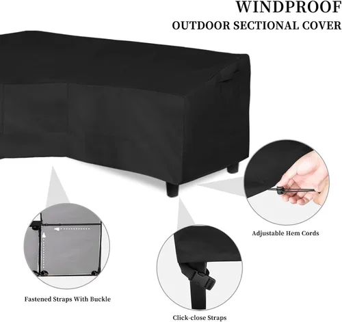 Miniatura 3 de Easy-Going Funda de sofá seccional para patio de alta resistencia 600D, 100 x 100 pulgadas, en forma de V, funda impermeable para sofá seccional