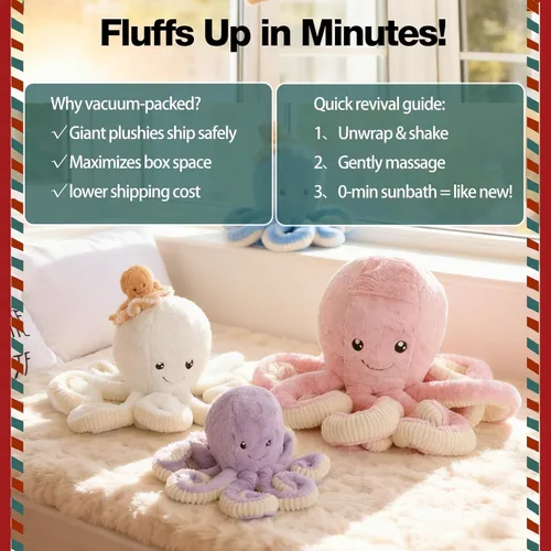 Miniatura 7 de DENTRUN Animales de peluche de pulpo, muñeca de pulpo gigante de peluche para jugar, juguetes para niños, niñas, niños, adultos, cumpleaños, Azul