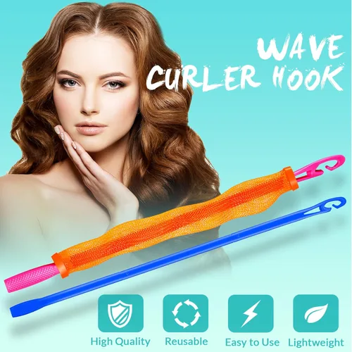 Miniatura 4 de 4 rizadores en espiral sin calor para cabello ondulado largo en longitudes de 13. 8 y 22 pulgadas (azul, rojo rosa)