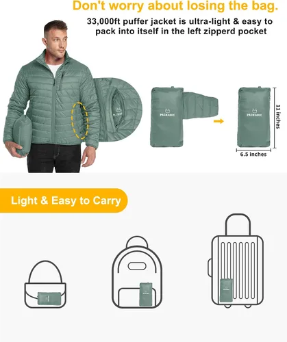 Miniatura 2 de 33,000ft Chaqueta acolchada ligera y plegable para hombre
