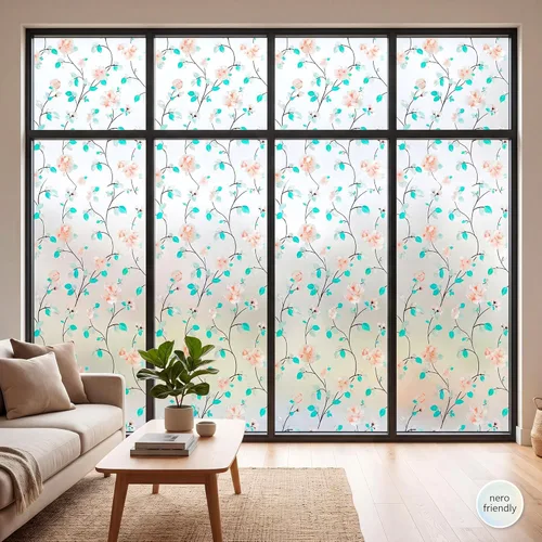 Miniatura 5 de Película decorativa para ventana, diseño de flores, película de privacidad de vidrio de adherencia estática para puerta, tintes de ventana