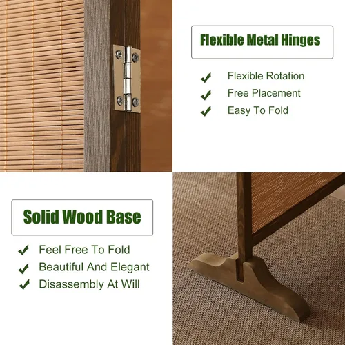 Miniatura 5 de 3 4 5 6 7 8 Panels Room Separator Freestanding Wall Divider for Office/Bedroom/Hotel, Foldable Room Divider Partition Privacy Screen, Wood