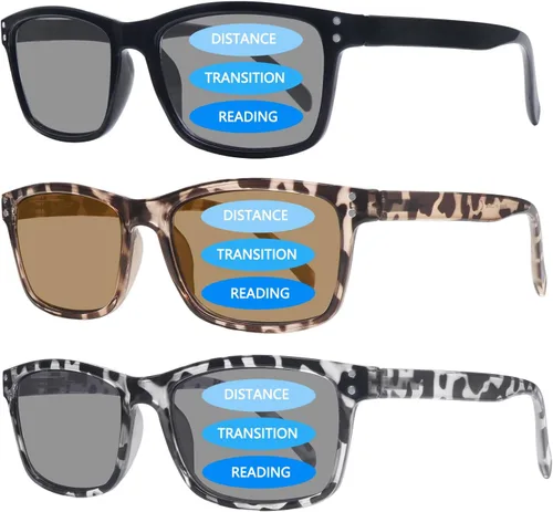 Miniatura 7 de Paquete de 3 lentes de sol progresivos de lectura multienfoque para mujeres y hombres, protección UV, multifocales, lentes de lectura solar