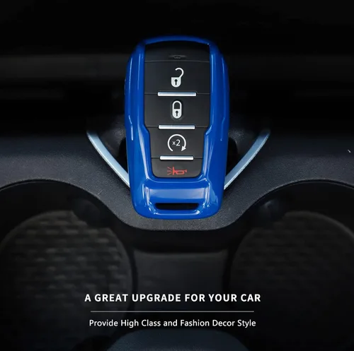 Miniatura 7 de Funda de llavero ABS para Dodge RAM 1500 2500 3500 2018-21023, carcasa protectora de llavero inteligente sin llave (azul)