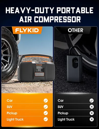Miniatura 8 de Inflador de neumáticos, compresor de aire portátil, bomba de aire de alta resistencia de 12 V CC para neumáticos de automóvil con indicador digital