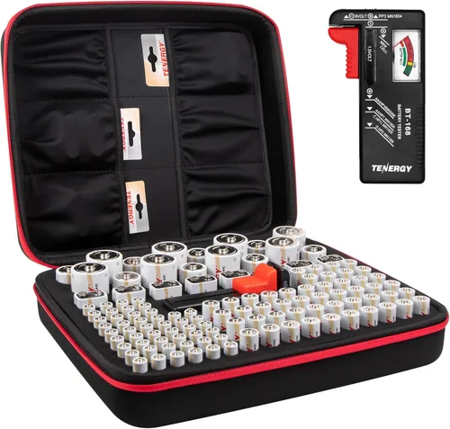 Miniatura 9 de Tenergy Estuche Organizador de Almacenamiento de Baterías con Probador de Baterías, Contiene 60 Baterías AA AAA C D 9V (Baterías no Incluidas)