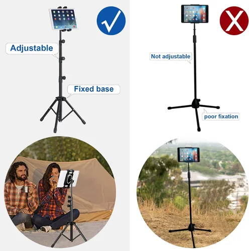Miniatura 5 de Trípode para tableta para iPad Pro soporte de piso trípode para Surface Pro Samsung Tab S9+ soporte con control remoto giratorio de 360° ajustable