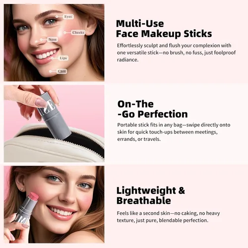 Miniatura 3 de KIMUSE Cream Contour Stick Duo – Barra moldeadora 2 en 1, altamente pigmentada, fórmula impermeable de larga duración, ligera y mezclable, palitos