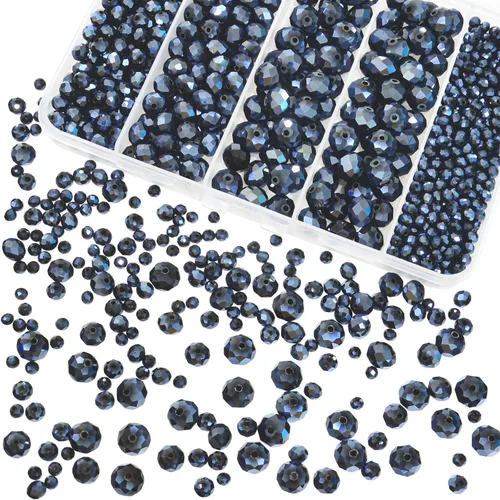 Miniatura 29 de 800 cuentas redondas de cristal de 0.236/0.396/0.394 pulgadas para joyas de bricolaje, ideales para pulseras, collares, colgantes y proyectos