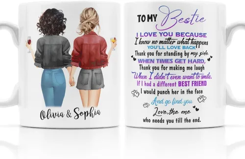 Miniatura 21 de Se envía al día siguiente, tazas personalizadas de Navidad para mejores amigas, elige 2-6 nombres taza de café de amistad personalizada para mejor