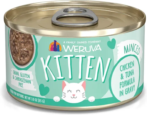 Weruva Fórmula de gatito, pollo y atún en salsa, lata de 3 onzas (paquete de 12)