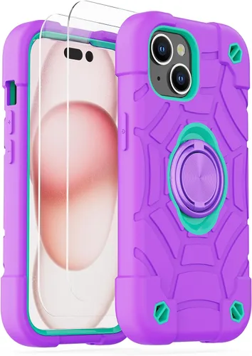 Miniatura 57 de KCJ Funda para iPhone SE 2022/2020, iPhone 8/7/6/6S, con [2×Protectores de Pantalla][Soporte de Anillo] Silicona Suave+PC Duro Protección Completa