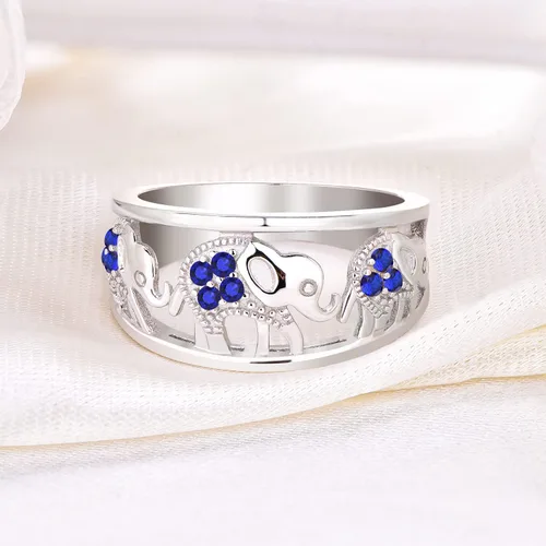 Miniatura 11 de JO WISDOM Anillo de elefante de plata de ley 925 con circonita cúbica