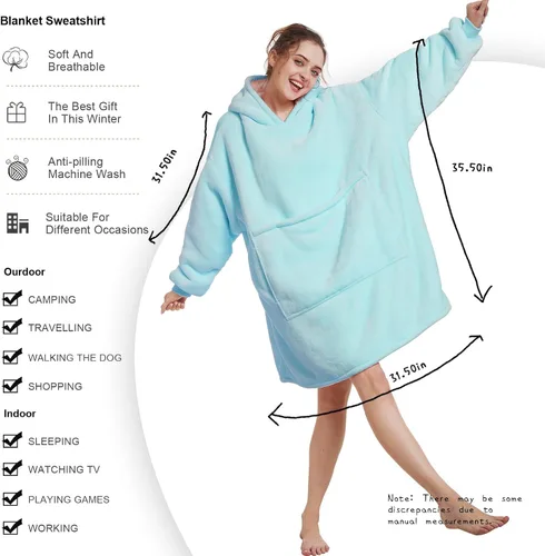 Miniatura 4 de Aemilas Wearable Blanket Hoodie - Warm Sherpa Blanket Sweatshirt as Gifts for Adult Women Mom Men, One Size Fits All