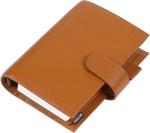 Miniatura 10 de Moterm Personal Luxe - Planificador de anillos – Organizador de carpeta de cuero genuino (Pebble-Mustard, anillo de 1.181 in)