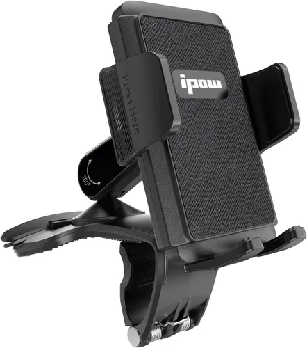 IPOW Soporte de clip para teléfono del tablero del automóvil, rotación de 360 grados, soporte de abrazadera para teléfono del tablero y volante